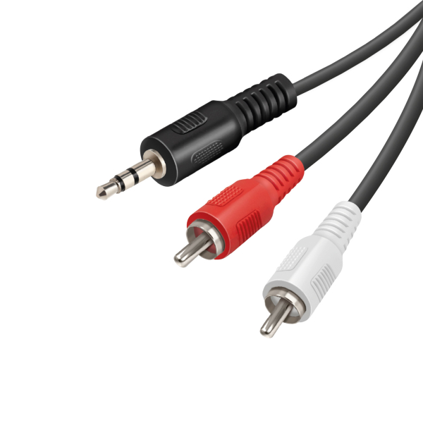 vivancoaud_6445032 VIVANCO AUDIO CONNECTION 3.5mm JACK CABLE to 2x RCA 1.5m black - Image 1