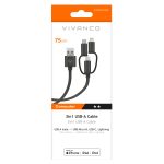 VIVANCO DATA CABLE USB  TO MICRO USB / TYPE C / LIGHTNING 0.75m black - Image 4