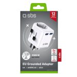 SBS UNIVERSAL PLUG 2xUSB + SHUCKO EU/UK/US/AUS white - Image 15