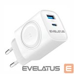 Evelatus 2 in 1 Charger 20W Max USB-C+USB-A:15W Max USB-C+USB-A+Wireless: 15W+2W 17W Max White