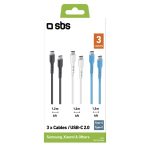 SBS 3 PIECES DATA CABLE TYPE C to TYPE C 1.2m black / blue / white - Image 19