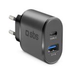 SBS TRAVEL CHARGER 2 PORTS USB/TYPE C 2.1A black - Image 8